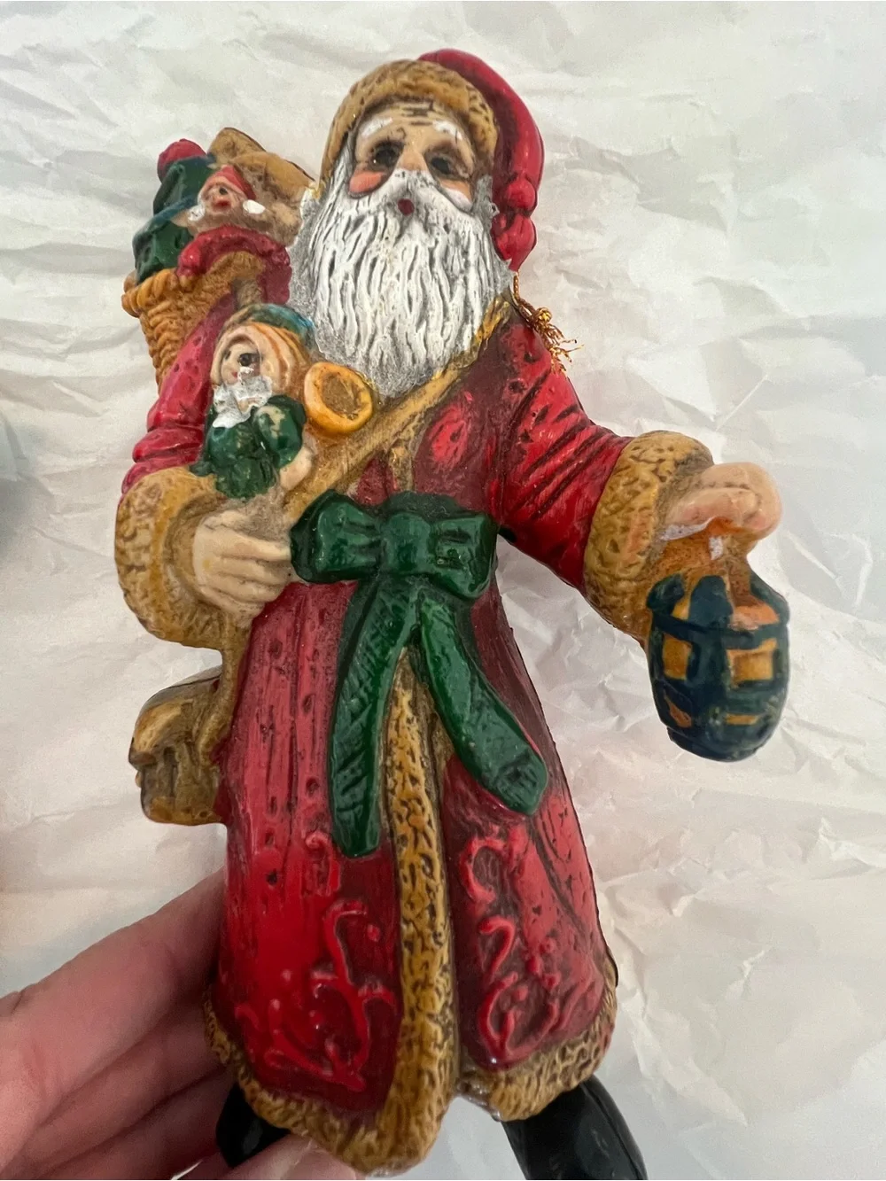 Hand-Painted Red Santa Ornament Set - Festive Home Holiday Figurines
